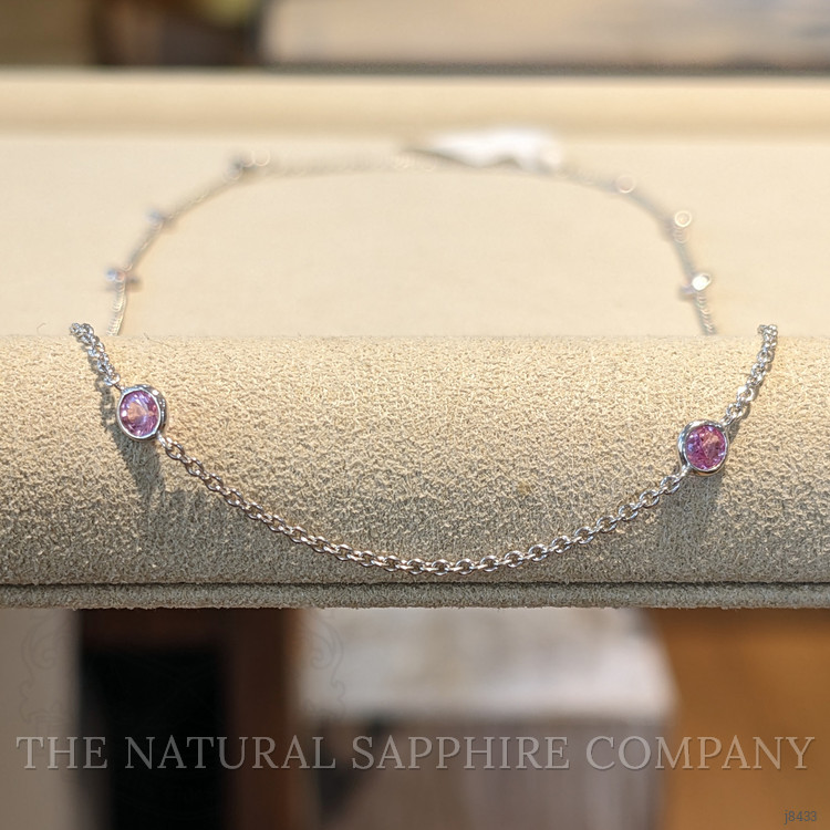 1.40 Ct. Pink Sapphire Accent Stones Necklace, 14K White Gold