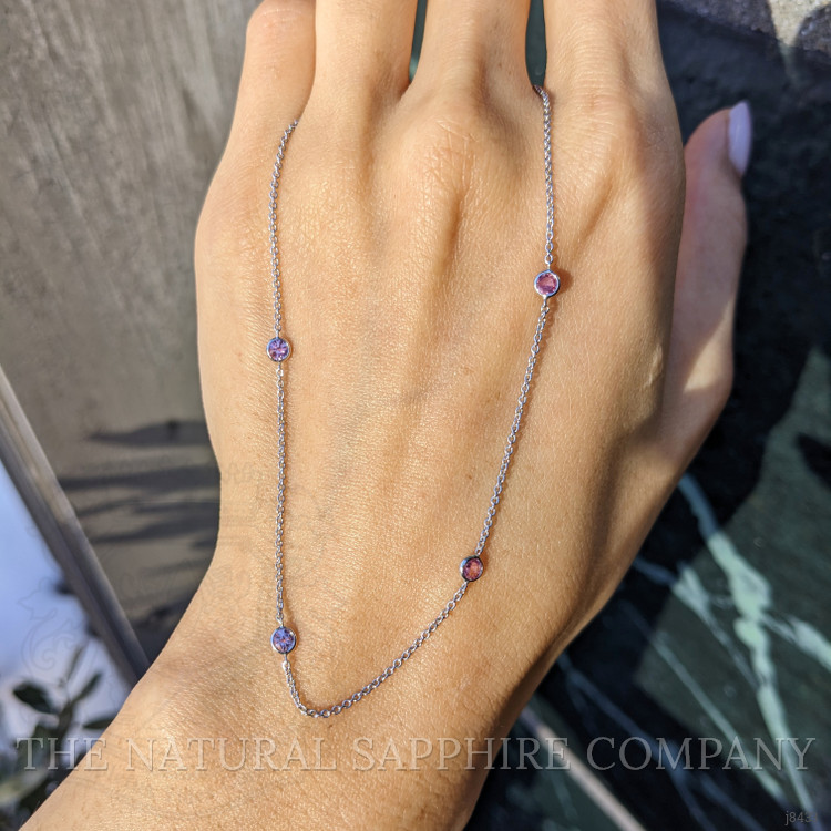 1.40 Ct. Pink Sapphire Accent Stones Necklace, 14K White Gold