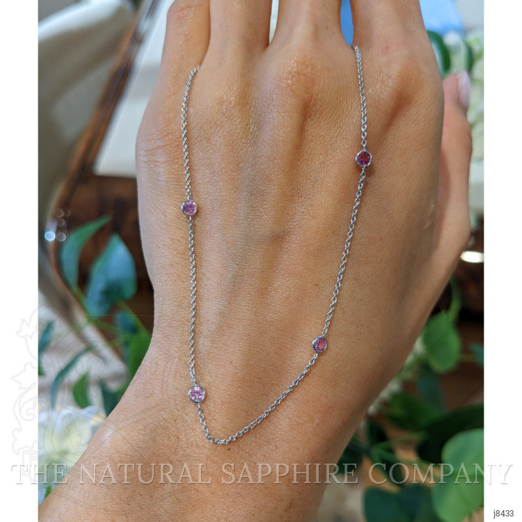 1.40 Ct. Pink Sapphire Accent Stones Necklace, 14K White Gold