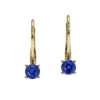 0.65 Ct.Tw. Blue Sapphire Hoops Earrings, 14K Yellow Gold Video