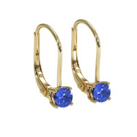 0.65 Ct.Tw. Blue Sapphire Hoops Earrings, 14K Yellow Gold Image