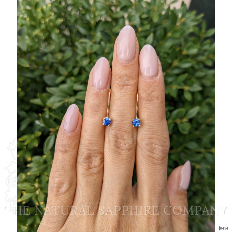 0.65 Ct.Tw. Blue Sapphire Hoops Earrings, 14K Yellow Gold