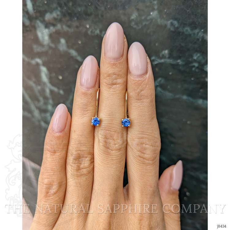 0.65 Ct.Tw. Blue Sapphire Hoops Earrings, 14K Yellow Gold