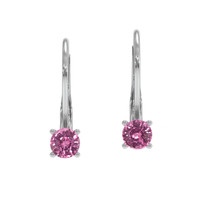 0.60 Ct.Tw. Pink Sapphire Hoops Earrings, 14K White Gold Video