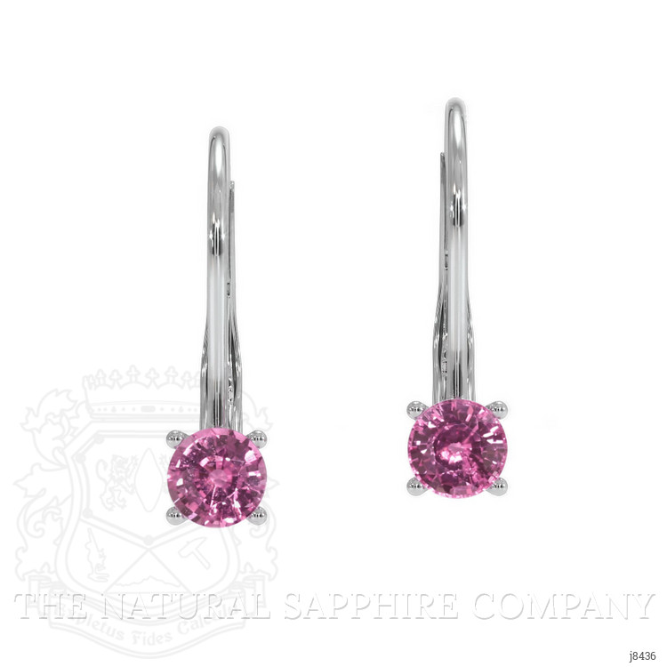 0.60 Ct.Tw. Pink Sapphire Hoops Earrings, 14K White Gold