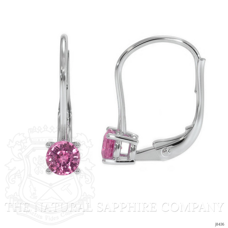 0.60 Ct.Tw. Pink Sapphire Hoops Earrings, 14K White Gold