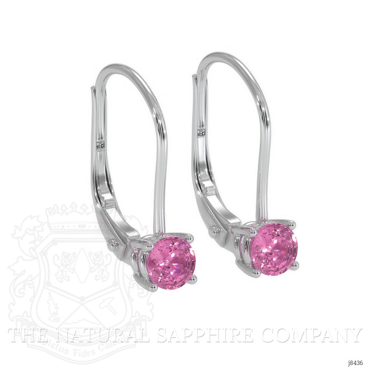 0.60 Ct.Tw. Pink Sapphire Hoops Earrings, 14K White Gold