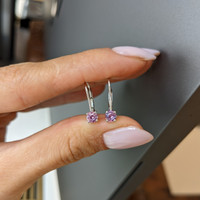 0.60&nbsp;Ct.Tw.Total Carat Weight Pink Sapphire Hoops Earrings, 14K White Gold Life Style