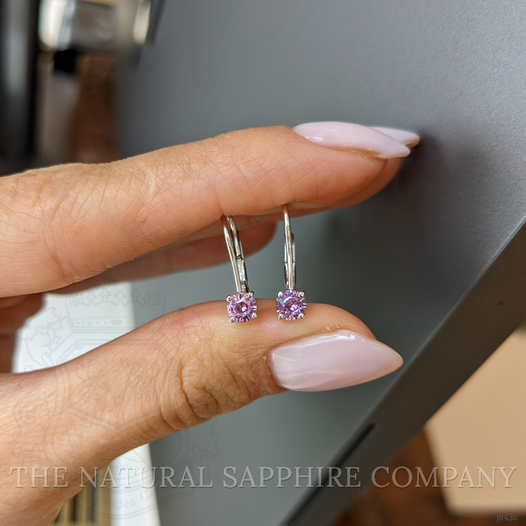 0.60 Ct.Tw. Pink Sapphire Hoops Earrings, 14K White Gold