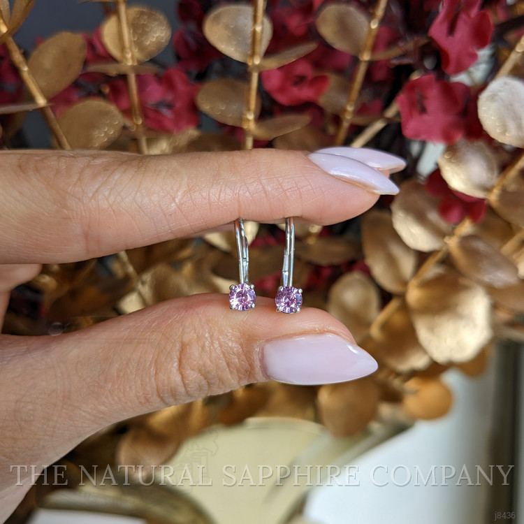 0.60 Ct.Tw. Pink Sapphire Hoops Earrings, 14K White Gold