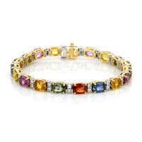 19.92 Ct.Tw. Multi Color Sapphire and Natural Diamond Tennis/Line Bracelet, 18K White & Yellow Video