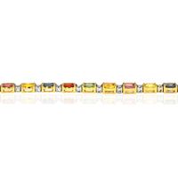 19.92 Ct.Tw. Multi Color Sapphire and Natural Diamond Tennis/Line Bracelet, 18K White & Yellow Image