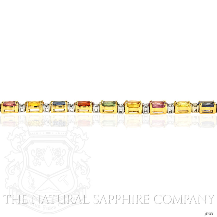 19.92 Ct.Tw. Multi Color Sapphire and Natural Diamond Tennis/Line Bracelet, 18K White & Yellow