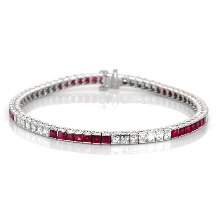 N-2705 Natural Gemstone Ruby Ropara Oval Plain Loose Beads 7" Designer Bracelet 