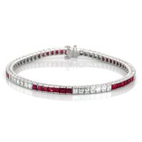 4.18 Ct.Tw. Ruby Natural Diamond Tennis/Line Bracelet, Platinum 950 Video