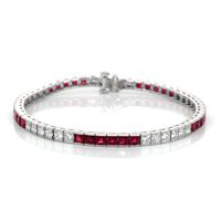 5.46 Ct.Tw.Total Carat Weight Ruby and Natural Diamond Tennis/Line Bracelet, Platinum 950 Video