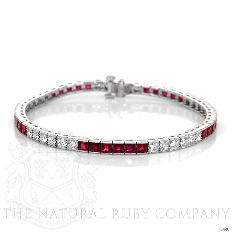 5.46 Ct.Tw. Ruby and Natural Diamond Tennis/Line Bracelet, Platinum 950