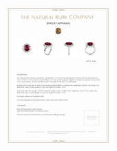 4.77 Ct. Ruby Natural Diamond Halo Ring, Platinum 950 Appraisal