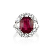4.77 Ct. Ruby Natural Diamond Halo Ring, Platinum 950 Video