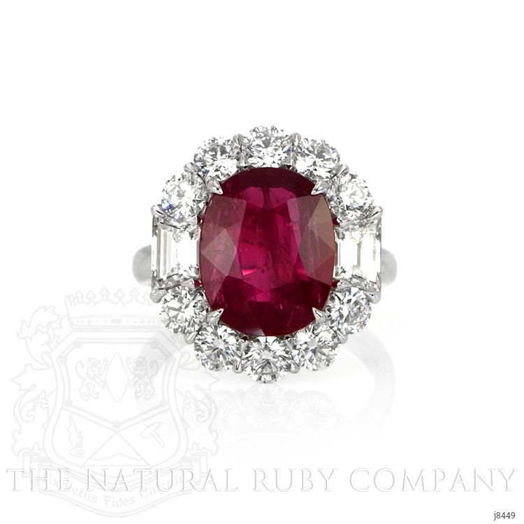 4.77 Ct. Ruby Natural Diamond Halo Ring, Platinum 950