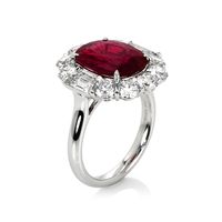 4.77 Ct. Ruby Natural Diamond Halo Ring, Platinum 950 Image