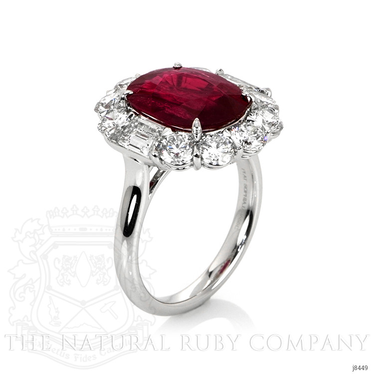 4.77 Ct. Ruby Natural Diamond Halo Ring, Platinum 950