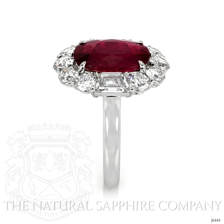 4.77 Ct. Ruby Natural Diamond Halo Ring, Platinum 950