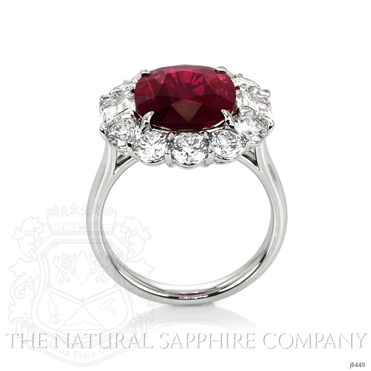 4.77 Ct. Ruby Natural Diamond Halo Ring, Platinum 950