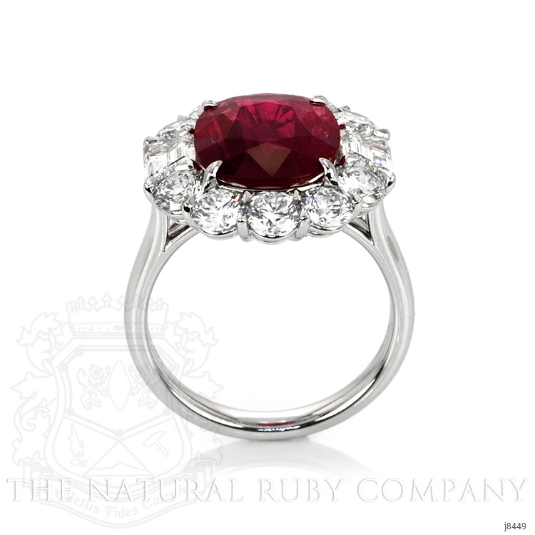 4.77 Ct. Ruby Natural Diamond Halo Ring, Platinum 950