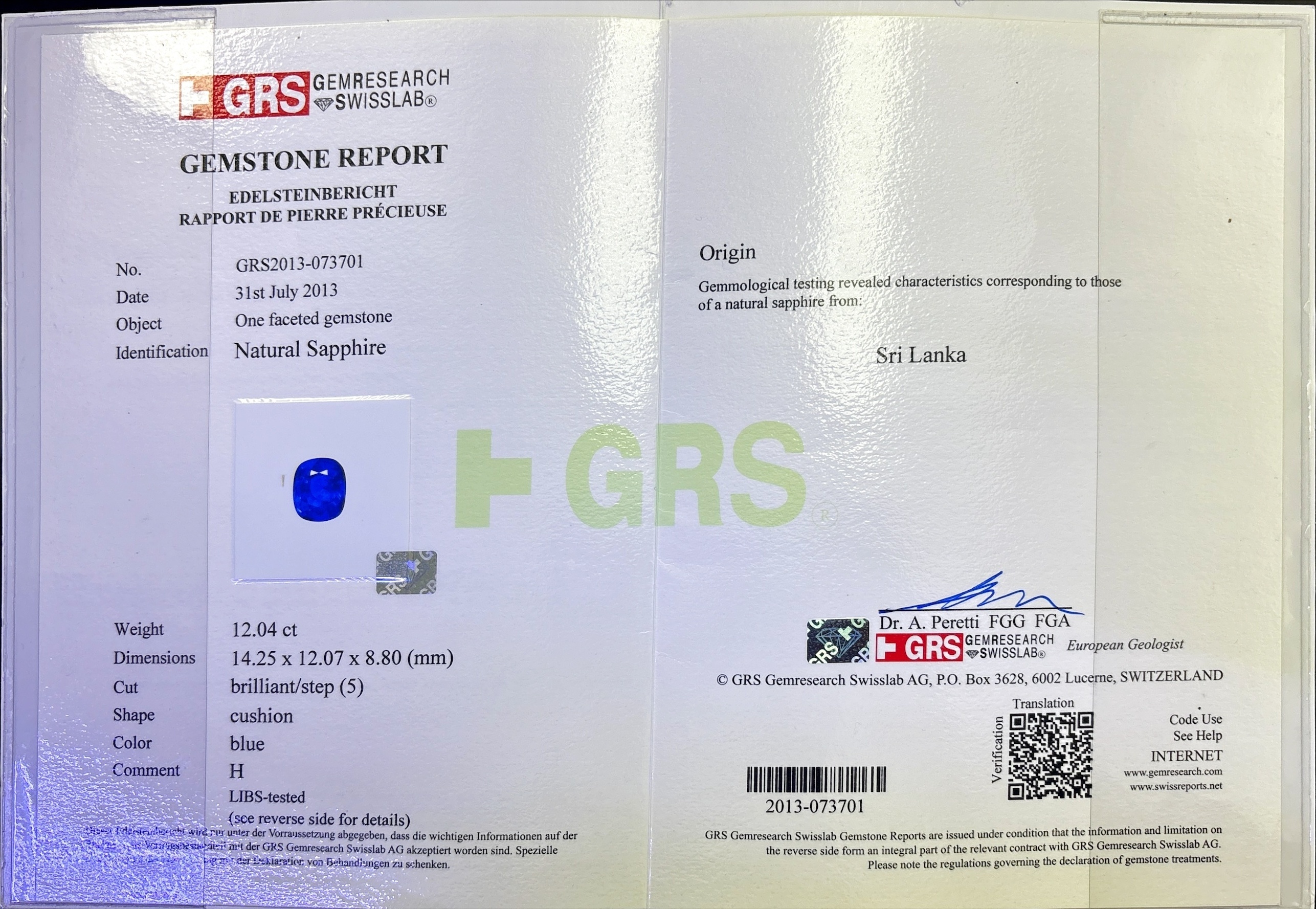 12.04 Ct. Blue Sapphire and Natural Diamond Halo Ring, Platinum 950