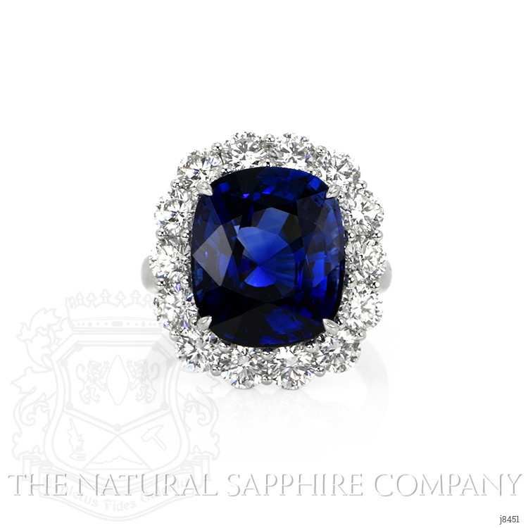 12.04 Ct. Blue Sapphire and Natural Diamond Halo Ring, Platinum 950