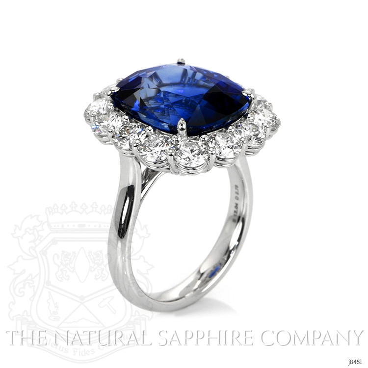 12.04 Ct. Blue Sapphire and Natural Diamond Halo Ring, Platinum 950