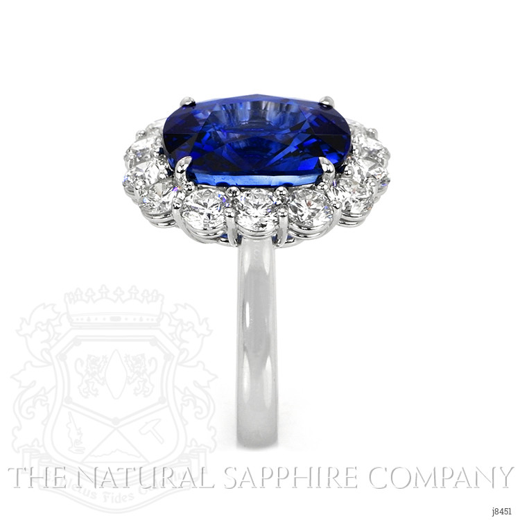 12.04 Ct. Blue Sapphire and Natural Diamond Halo Ring, Platinum 950