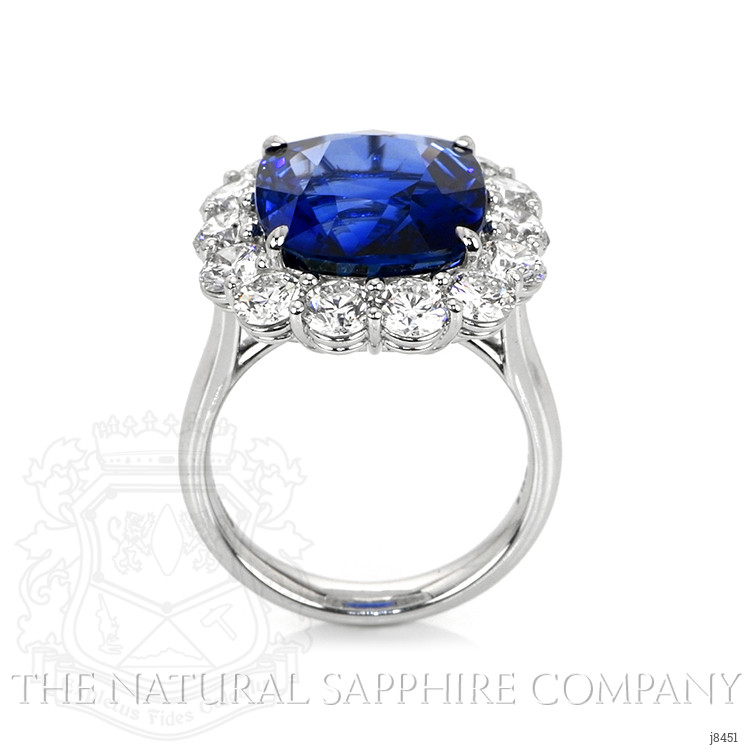 12.04 Ct. Blue Sapphire and Natural Diamond Halo Ring, Platinum 950