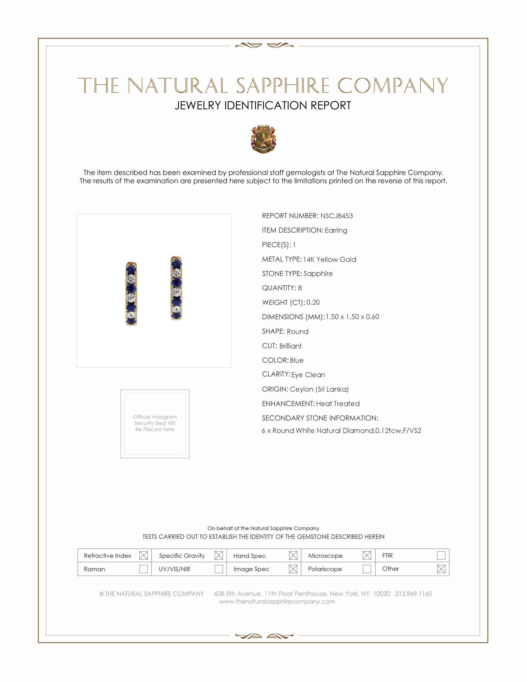 0.20 Ct.Tw. Blue Sapphire and Natural Diamond Pave Earrings, 14K Yellow Gold