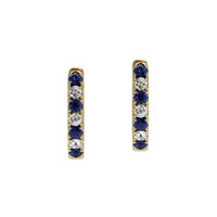 0.20&nbsp;Ct.Tw.Total Carat Weight Blue Sapphire and Natural Diamond Pave Earrings, 14K Yellow Gold Video