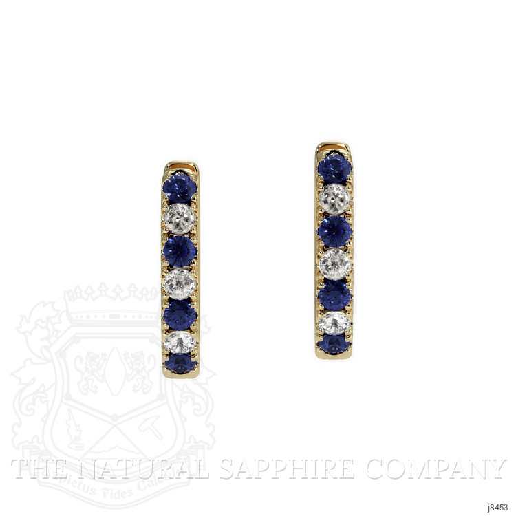 0.20 Ct.Tw. Blue Sapphire and Natural Diamond Pave Earrings, 14K Yellow Gold