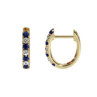 0.20&nbsp;Ct.Tw.Total Carat Weight Blue Sapphire and Natural Diamond Pave Earrings, 14K Yellow Gold Image