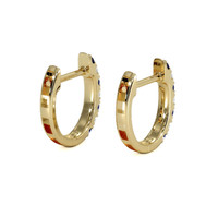 0.20&nbsp;Ct.Tw.Total Carat Weight Blue Sapphire and Natural Diamond Pave Earrings, 14K Yellow Gold Image