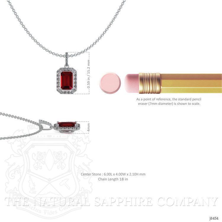 1.15 Ct. Ruby Natural Diamond Pave Pendant, 18K White Gold