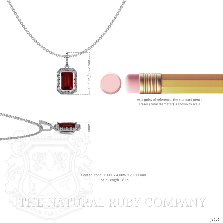 1.15 Ct. Ruby Natural Diamond Pave Pendant, 18K White Gold