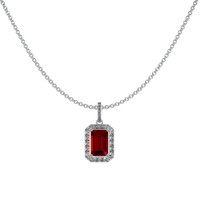 1.15 Ct. Ruby Natural Diamond Pave Pendant, 18K White Gold Image