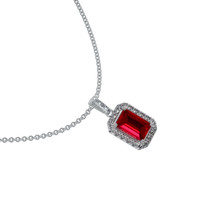 1.15 Ct. Ruby Natural Diamond Pave Pendant, 18K White Gold Image