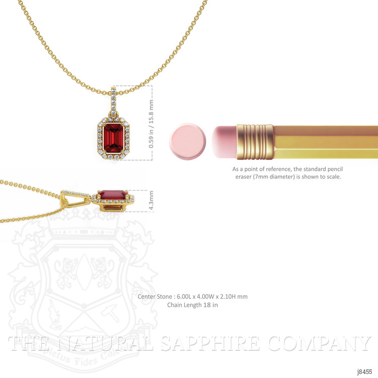 1.15 Ct. Ruby Natural Diamond Pave Pendant, 18K Yellow Gold