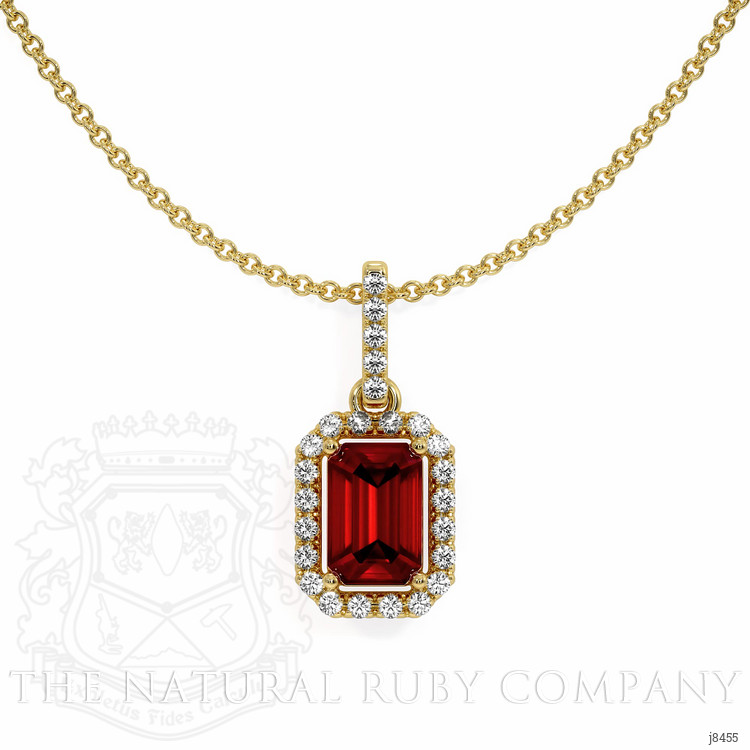 1.15 Ct. Ruby Natural Diamond Pave Pendant, 18K Yellow Gold