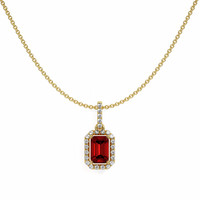 1.15 Ct. Ruby Natural Diamond Pave Pendant, 18K Yellow Gold Image