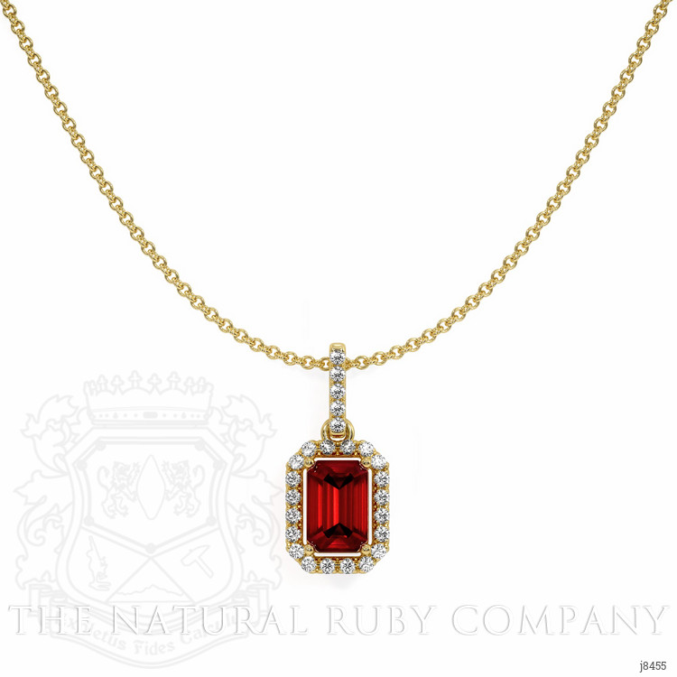 1.15 Ct. Ruby Natural Diamond Pave Pendant, 18K Yellow Gold