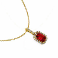 1.15 Ct. Ruby Natural Diamond Pave Pendant, 18K Yellow Gold Image