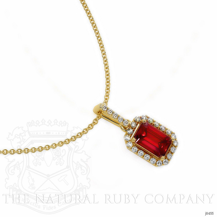 1.15 Ct. Ruby Natural Diamond Pave Pendant, 18K Yellow Gold