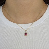 1.15 Ct. Ruby Natural Diamond Pave Pendant, 18K Yellow Gold Life Style